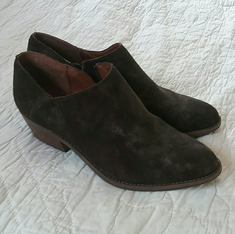 Lucky Brand Dark Brown Suede Leather Booties